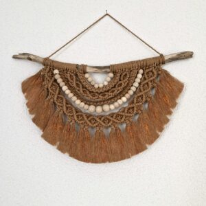 🌿 Macramé demi-cercle caramel