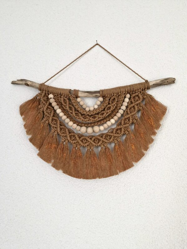 🌿 Macramé demi-cercle caramel