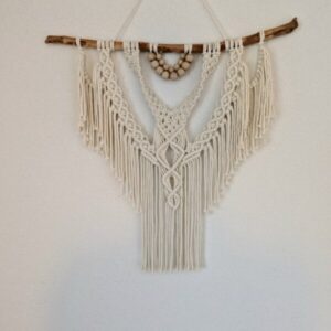 🤍 Grand macramé bohème blanc