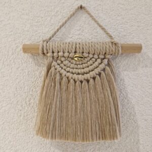 🤍 Mini macramé beige au coquillage doré